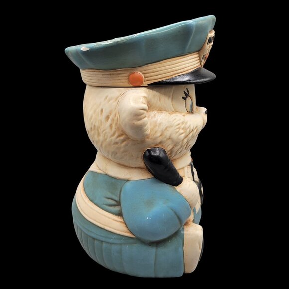 Hard to Find Twin Winton Cookie Jar Policeman Bear Collectors Series Blue Cream - Picture 4 of 11